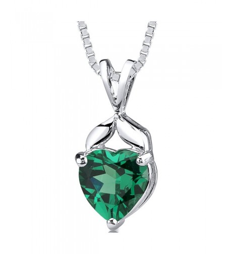 Simulated Emerald Pendant Sterling Silver