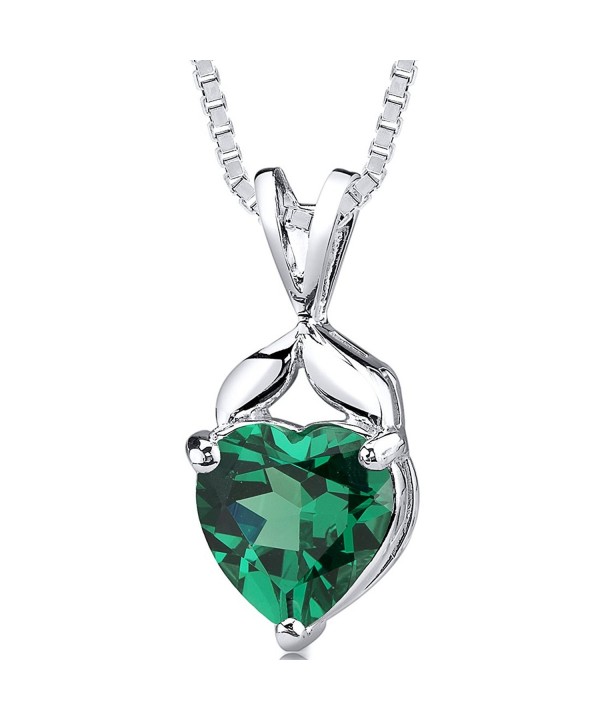 Simulated Emerald Pendant Sterling Silver