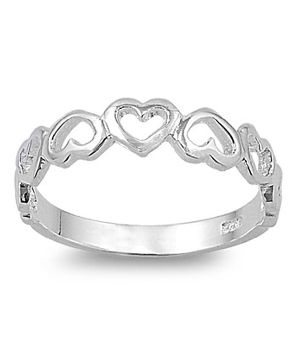 Plain Heart Band Sterling Silver