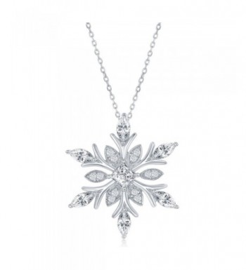 Sterling Silver CZ Snowflake Pendant with 18