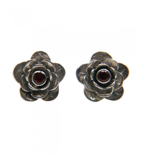 NOVICA Garnet Sterling Earrings Camellia