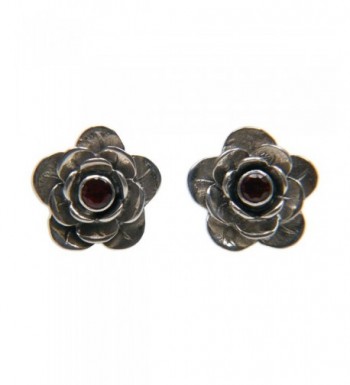 NOVICA Garnet Sterling Earrings Camellia