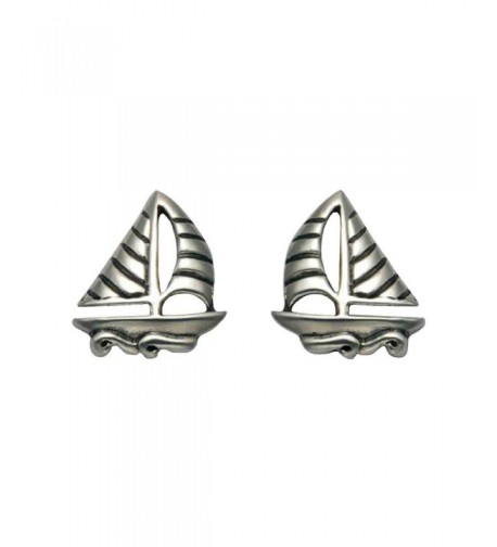 Sterling Silver Sailboat Waves Earrings