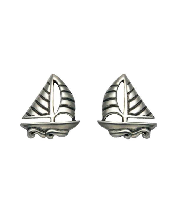 Sterling Silver Sailboat Waves Earrings