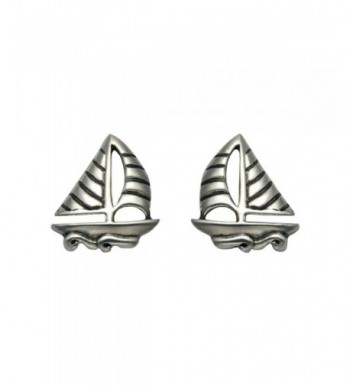 Sterling Silver Sailboat Waves Earrings