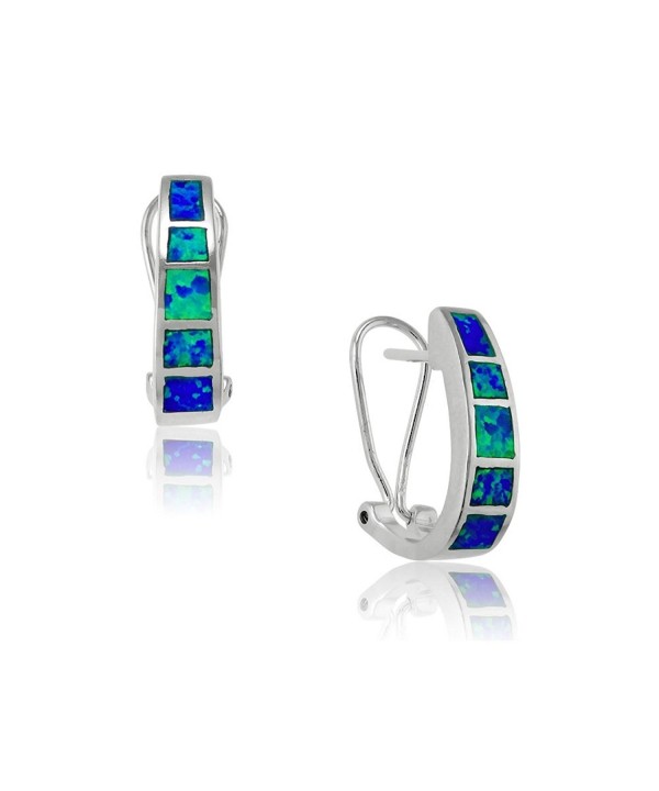 Sterling Created Half Hoop Striped Earrings