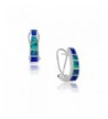 Sterling Created Half Hoop Striped Earrings