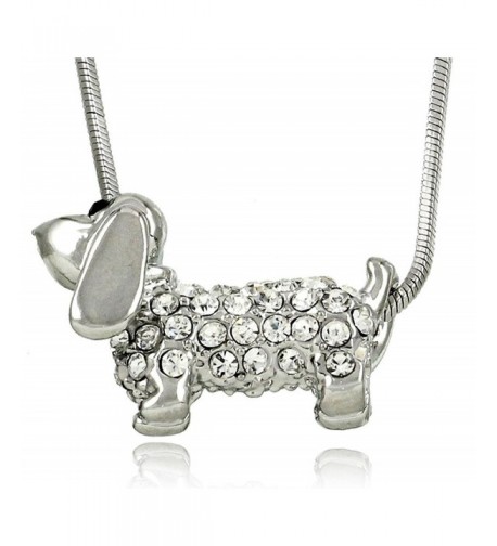 Adorable Small Daschund Crystal Necklace