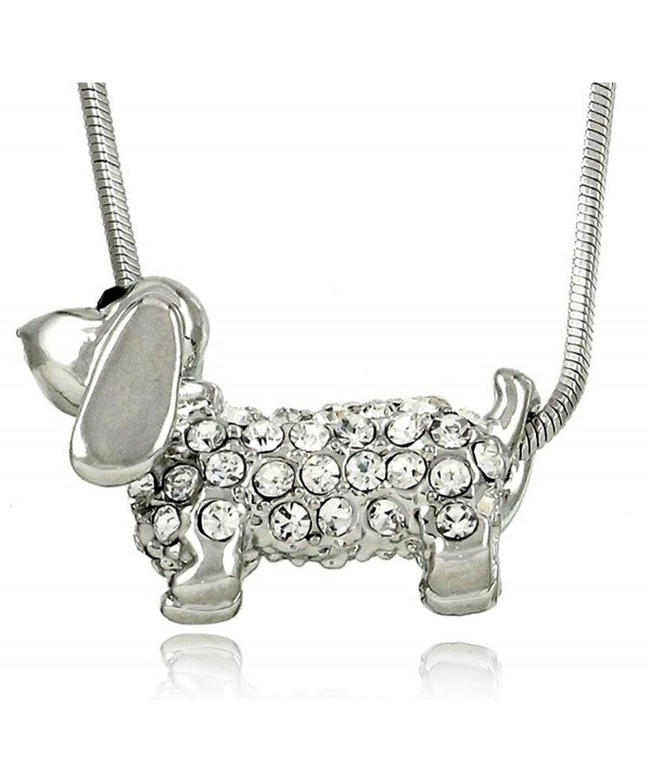 Adorable Small Daschund Crystal Necklace