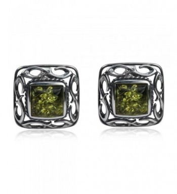 Sterling Silver Amber Square Earrings