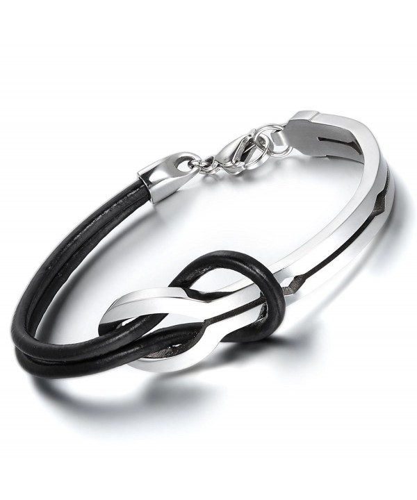 Cupimatch Stainless Leather Infinity Bracelet