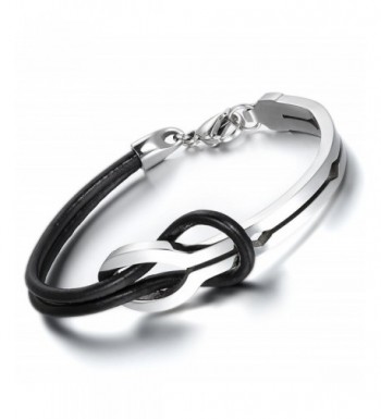 Cupimatch Stainless Leather Infinity Bracelet