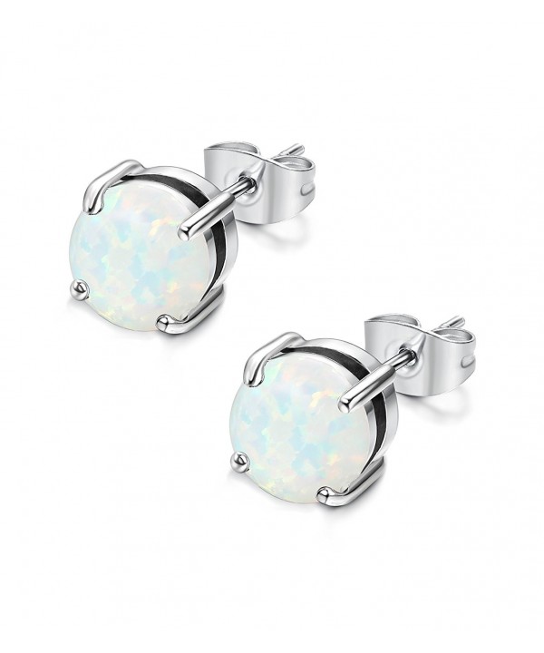 Jstyle Stainless Earrings Created Opal Piercing