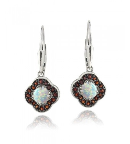 Sterling Silver Garnet Created Earrings