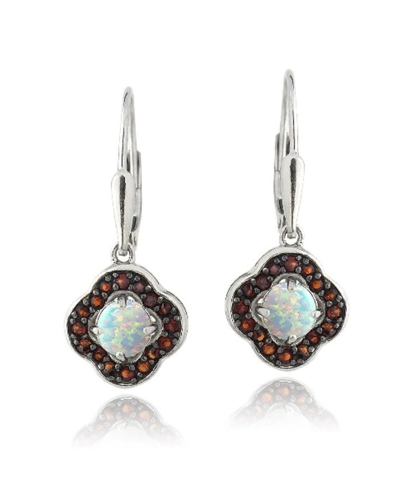 Sterling Silver Garnet Created Earrings