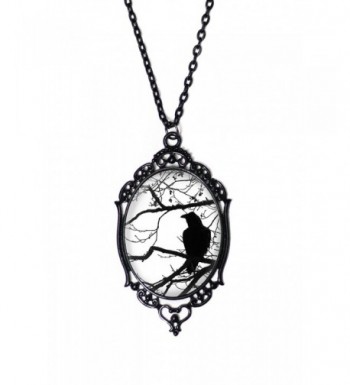 Black White Raven Necklace Antique