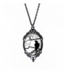 Black White Raven Necklace Antique