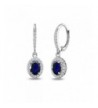 Sterling Created Sapphire Leverback Earrings