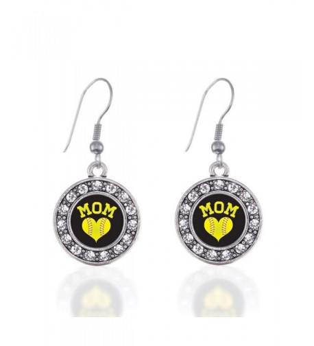 Softball Circle Earrings Crystal Rhinestones