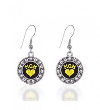 Softball Circle Earrings Crystal Rhinestones