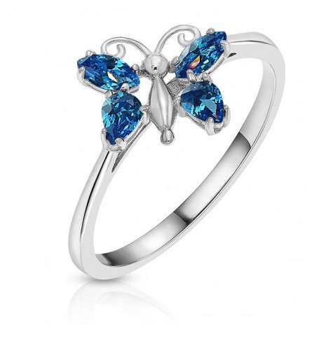 Sterling Silver Zirconia Simulated Butterfly