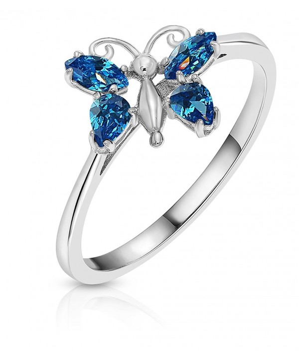 Sterling Silver Zirconia Simulated Butterfly