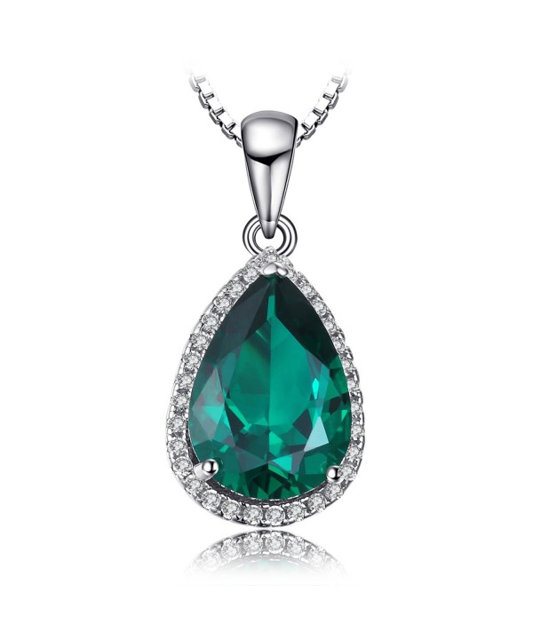Pear 3.7ct Simulated Green Nano Russian Emerald Pendant Necklace 925 ...