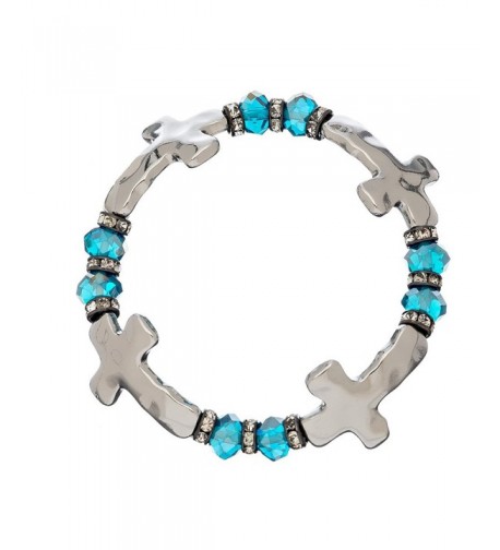 Crystal Stone Station Stretch Bracelet