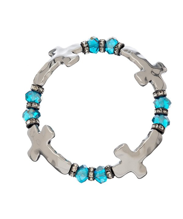 Crystal Stone Station Stretch Bracelet