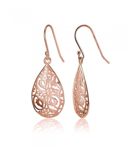 Flashed Sterling Silver FiligreeTeardrop Earrings