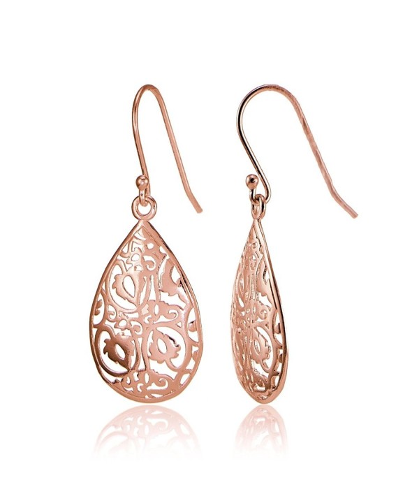 Flashed Sterling Silver FiligreeTeardrop Earrings