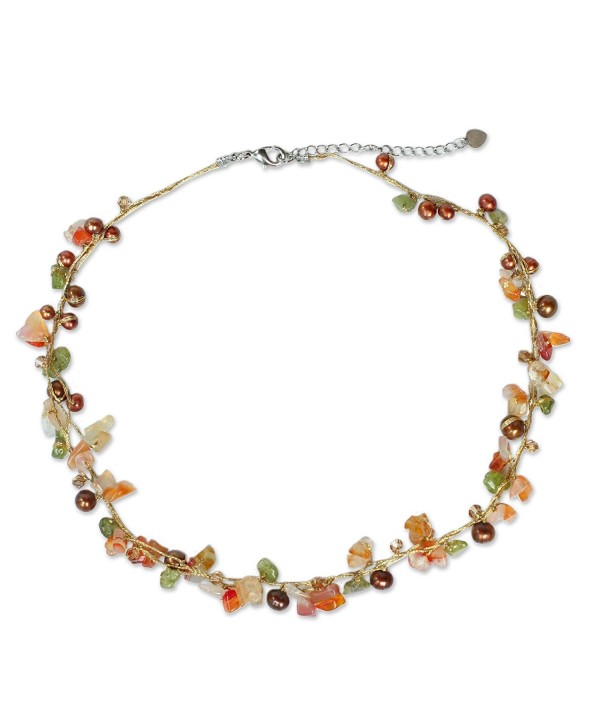 NOVICA Freshwater Cultured Necklace Carnelian