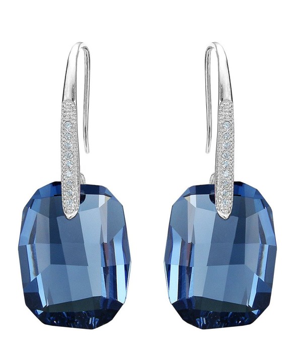 EleQueen Sterling Rectangle Earrings Swarovski