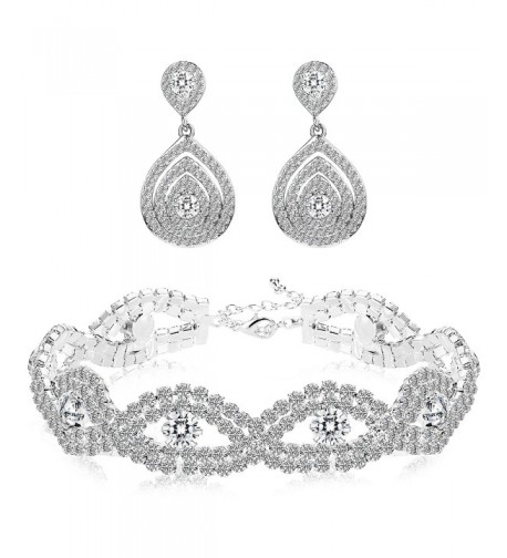 Finrezio Bracelets Teardrop Earrings Crystals