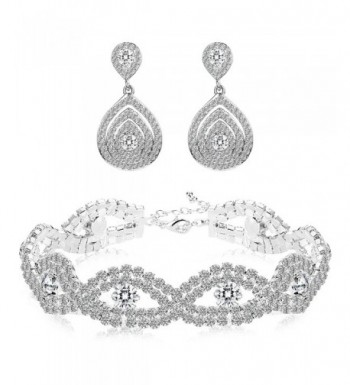 Finrezio Bracelets Teardrop Earrings Crystals