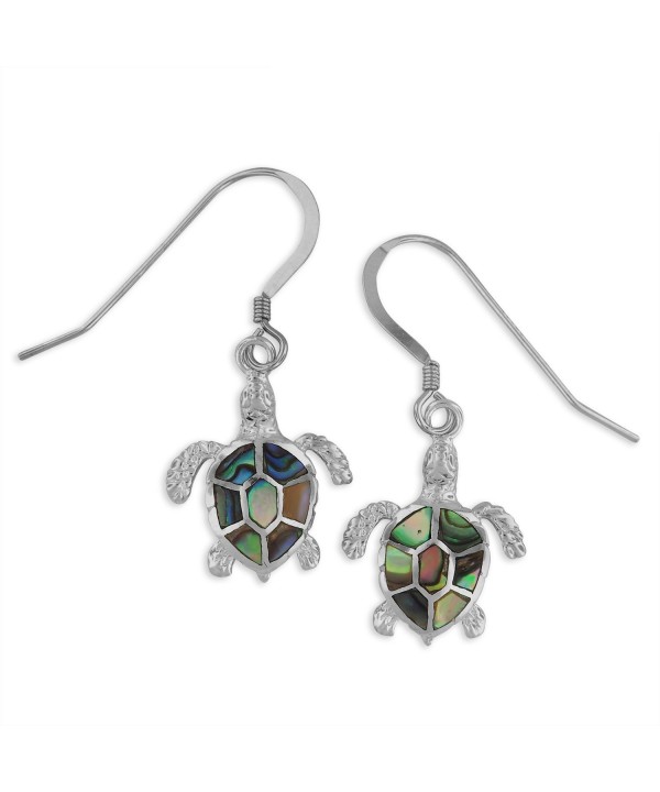 Sterling Silver Abalone Turtle Earrings