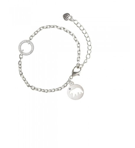 Silvertone Bear Silhouette Fearless Bracelet