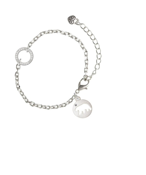 Silvertone Bear Silhouette Fearless Bracelet