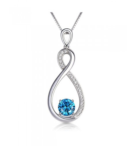 Conmisun Infinity Necklace Aquamarine Birthstone