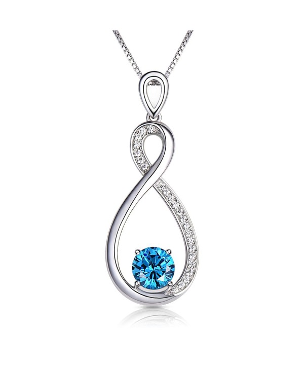 Conmisun Infinity Necklace Aquamarine Birthstone