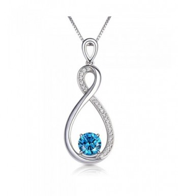 Conmisun Infinity Necklace Aquamarine Birthstone