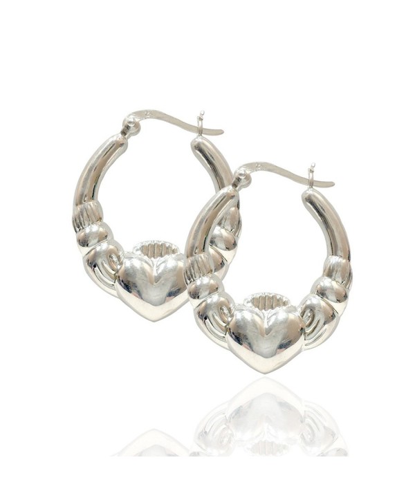 Sterling Silver Polished Claddagh Earrings