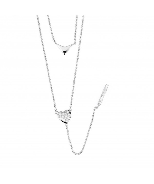 Sterling Layered Zirconia Triangle Necklace