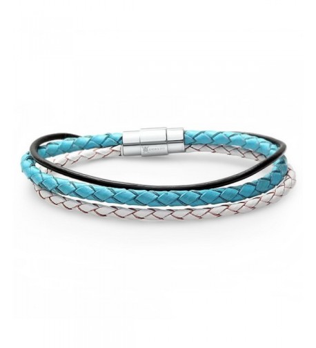 Braided Leather Bracelet Stainless Magnetic