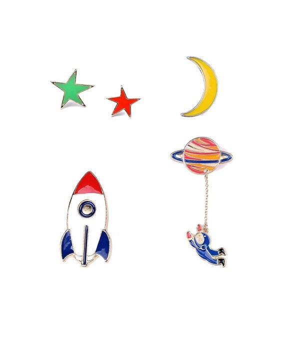 Cartoon Badges Spaceship Astronaut Herinos