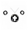 Siver tone Black White Necklace Earrings