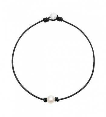 HENGSHENG Baroque Freshwater Necklace Leather