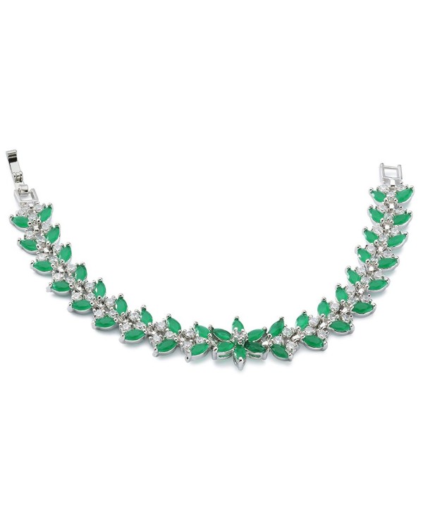 Rellecona Platinum Sterling Emerald Bracelet