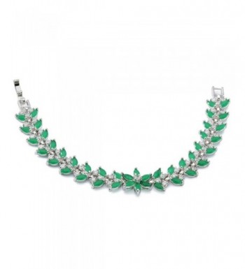 Rellecona Platinum Sterling Emerald Bracelet