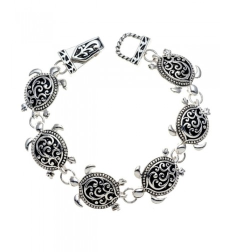 PammyJ Silvertone Detailed Magnetic Bracelet